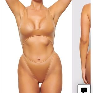 SKIMS Wet Jersey Cutout Bodysuit OCHRE